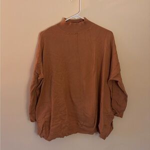 Brown Mock neck Dolman Sleeve Sweater